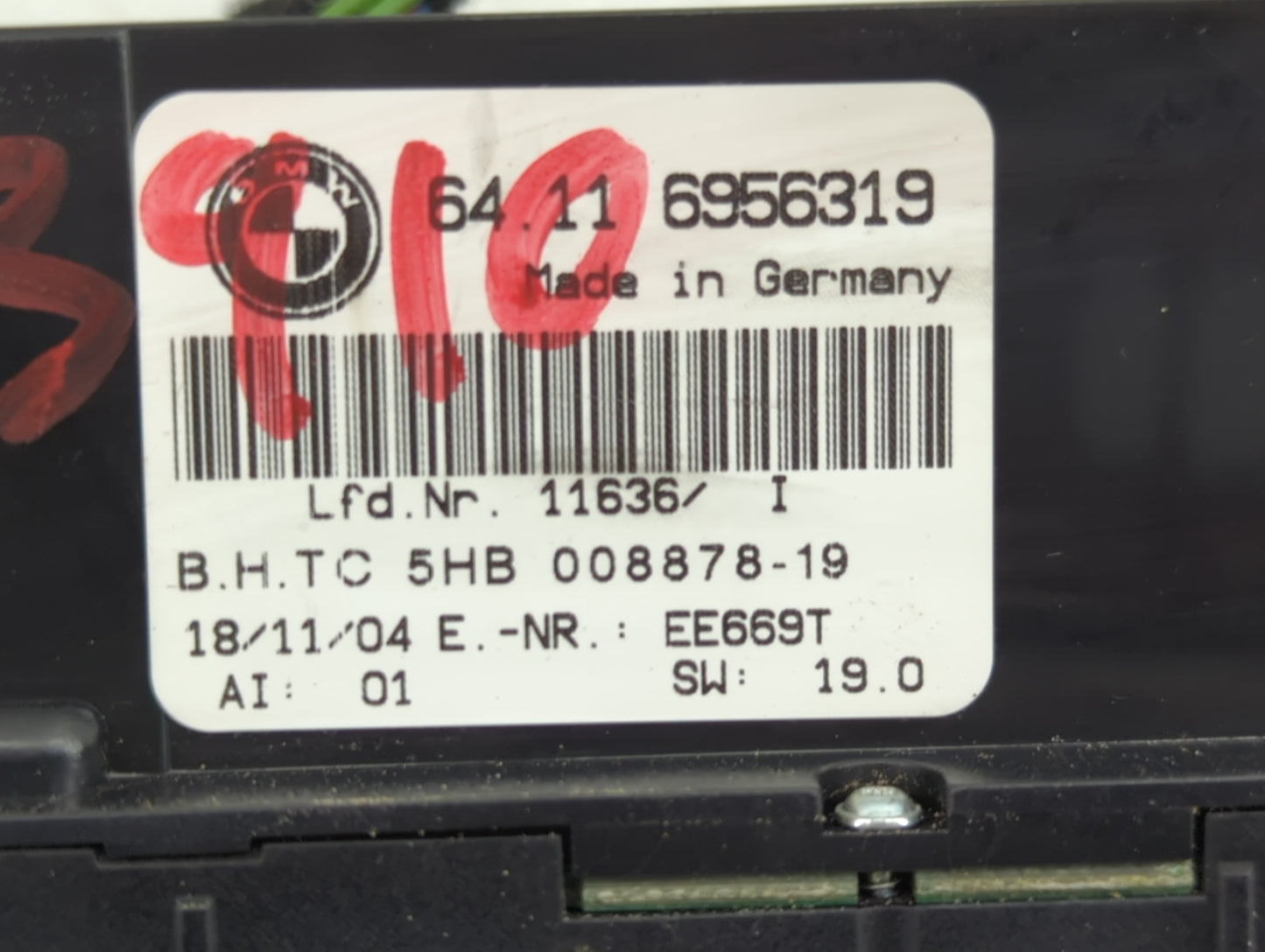 2001-2005 Bmw 325i Climate Control Module Temperature AC/Heater Replacement P/N:6956319 Fits OEM Used Auto Parts - Oemusedau