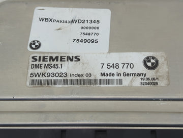 2004-2005 Bmw X3 PCM Engine Control Computer ECU ECM PCU OEM P/N:7 548 770 Fits Fits 2004 2005 OEM Used Auto Parts