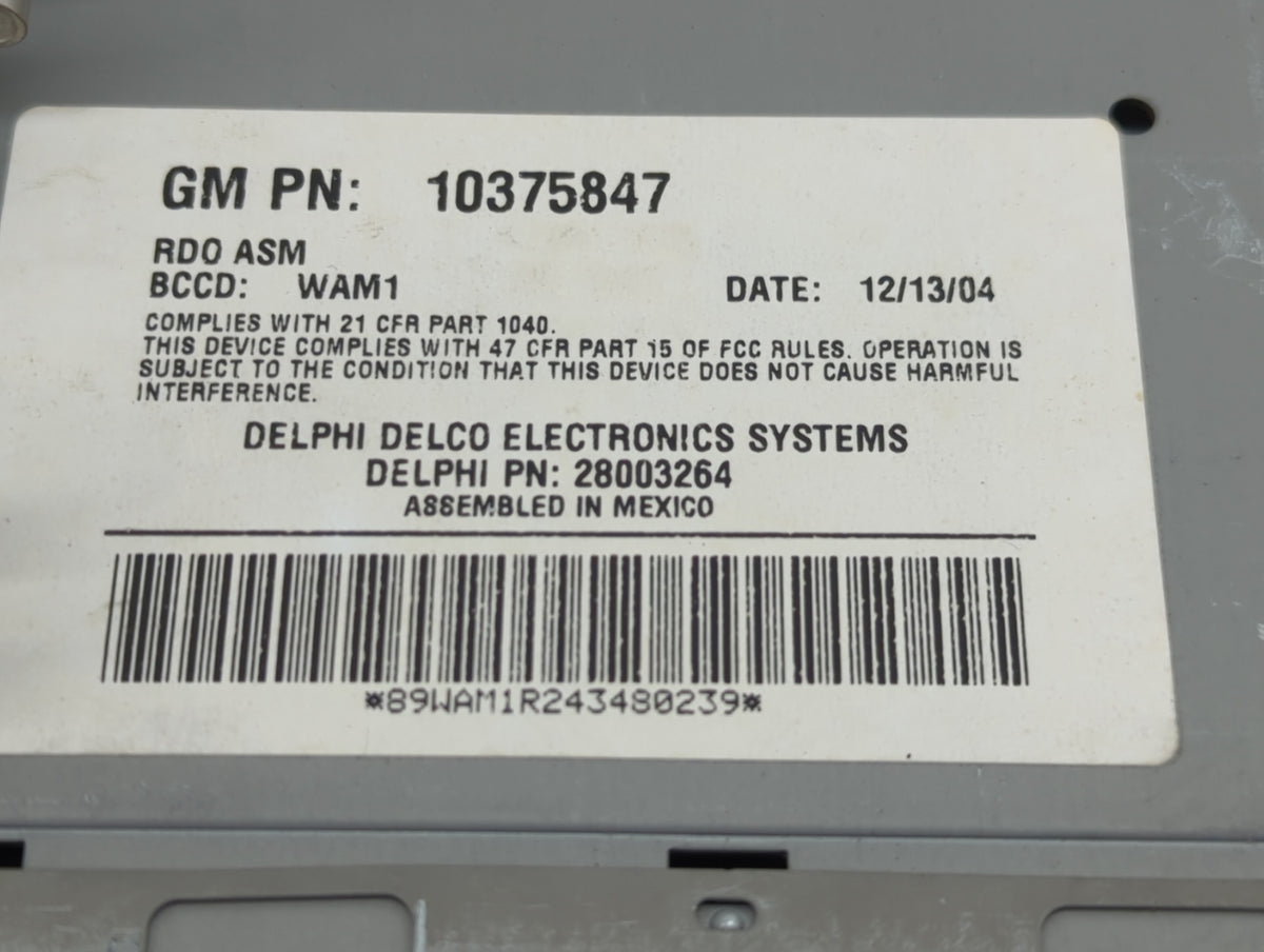 2003-2005 Buick Lesabre Radio AM FM Cd Player Receiver Replacement P/N:10375847 28003264 Fits Fits 2003 2004 2005 OEM Used A