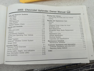 2005 Chevrolet Uplander Owners Manual Book Guide OEM Used Auto Parts