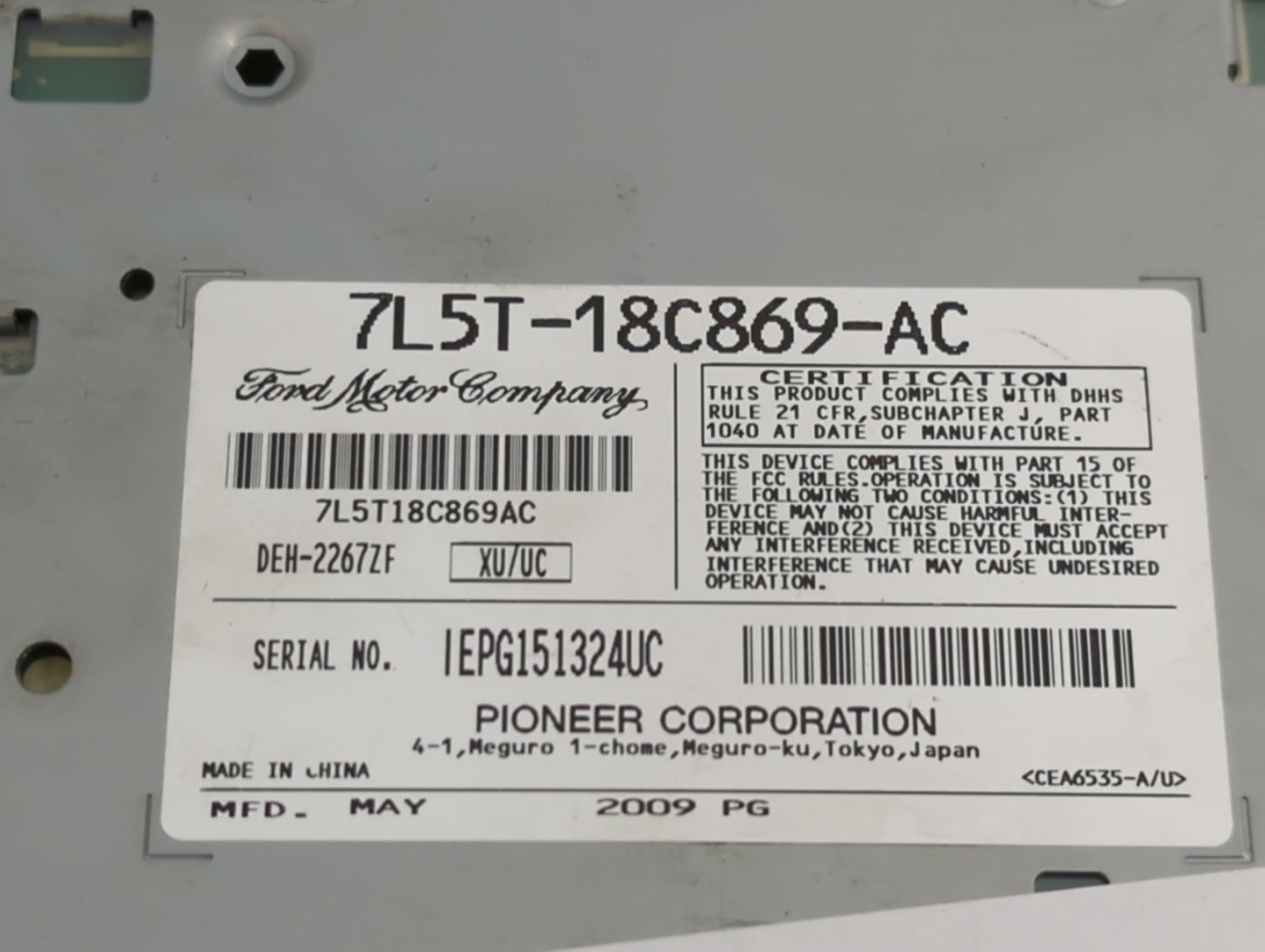 2005 Ford Explorer Sport Trac Radio AM FM Cd Player Receiver Replacement P/N:7L5T-18C869-AC Fits OEM Used Auto Parts - Oemus