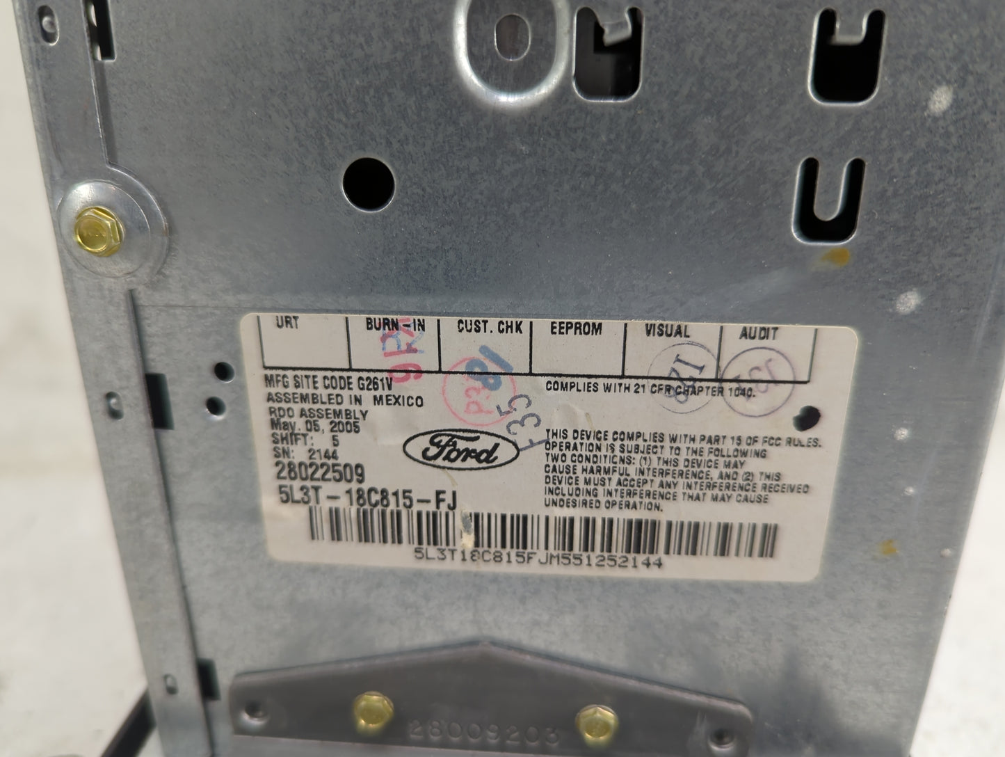 2005 Ford F-150 Radio AM FM Cd Player Receiver Replacement P/N:5L3T-18C815-FJ Fits OEM Used Auto Parts - Oemusedautoparts1.c