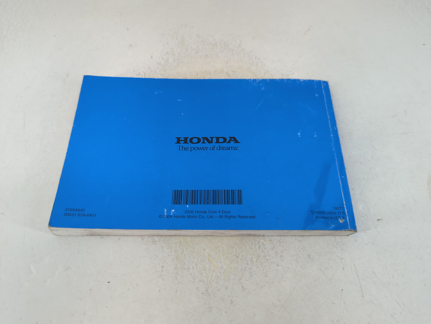 2005 Honda Civic Owners Manual Book Guide P/N:00X31-S5A-6401 OEM Used Auto Parts - Oemusedautoparts1.com
