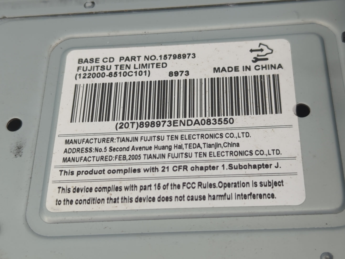 2006-2008 Chevrolet Impala Radio AM FM Cd Player Receiver Replacement P/N:15798973 122000-6510C101 Fits Fits 2006 2007 2008