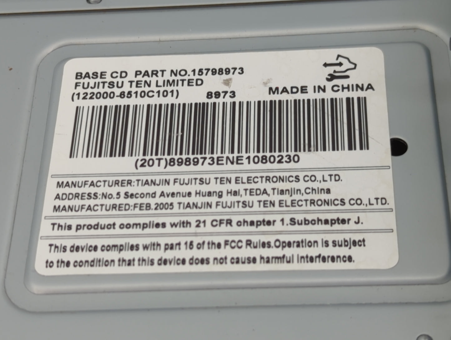 2006-2008 Chevrolet Impala Radio AM FM Cd Player Receiver Replacement P/N:15798973 Fits Fits 2006 2007 2008 OEM Used Auto Pa