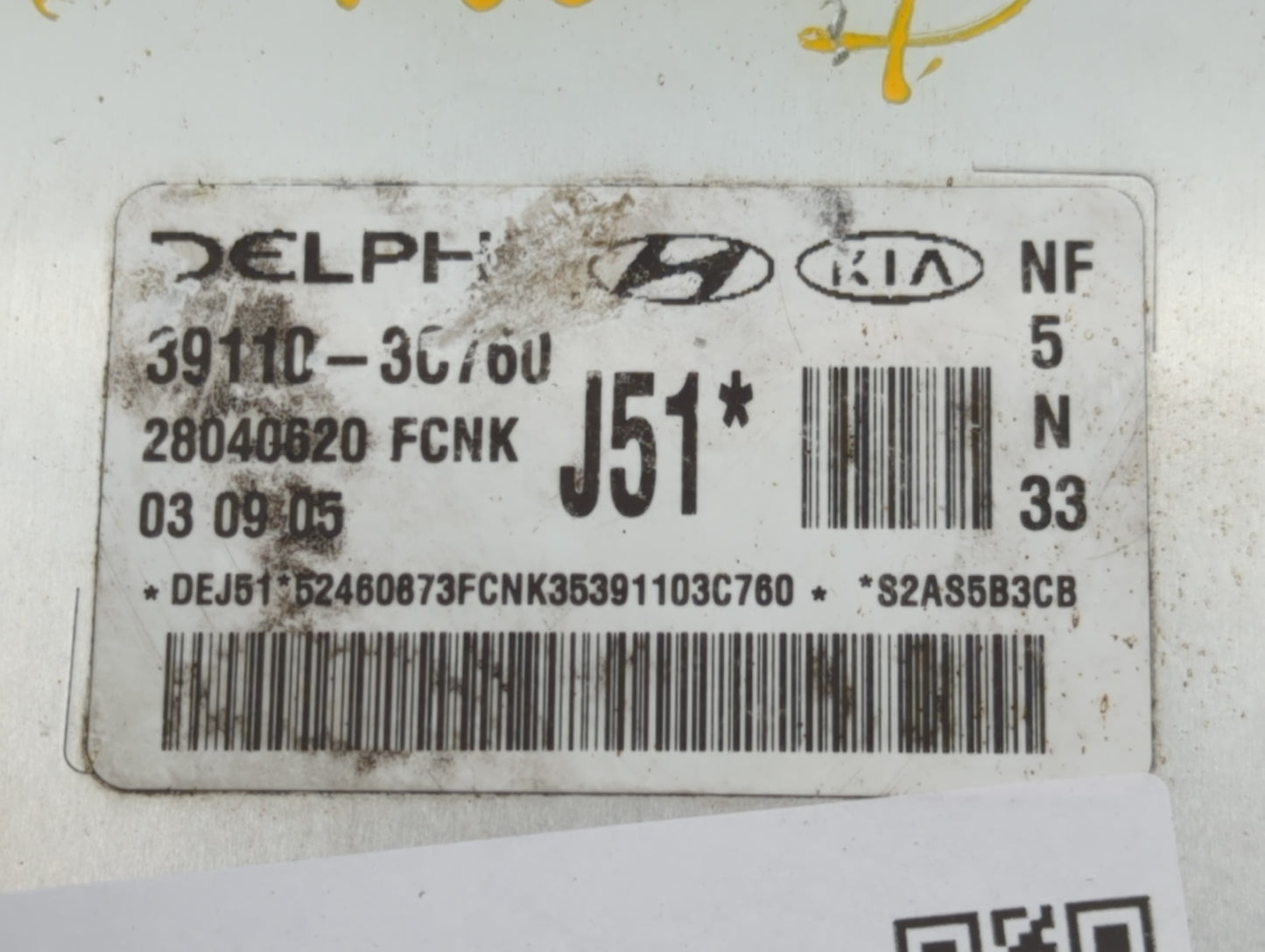 2006-2008 Hyundai Sonata PCM Engine Control Computer ECU ECM PCU OEM P/N:39110-30760 Fits Fits 2006 2007 2008 OEM Used Auto