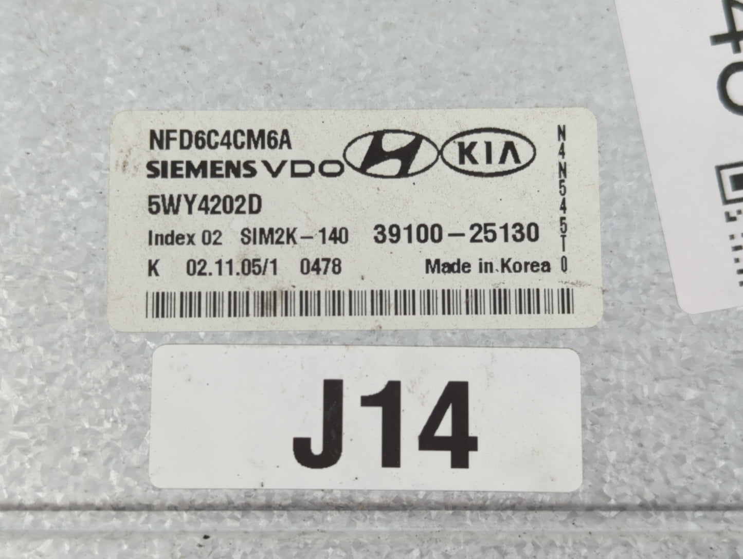 2006-2008 Hyundai Sonata PCM Engine Control Computer ECU ECM PCU OEM P/N:39100-25130 Fits Fits 2006 2007 2008 OEM Used Auto