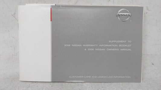 2006 Nissan Altima Owners Manual Book Guide OEM Used Auto Parts