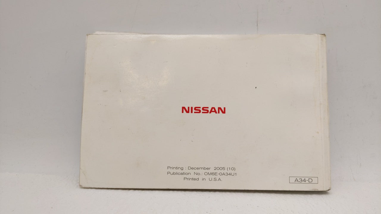 2006 Nissan Maxima Owners Manual Book Guide OEM Used Auto Parts - Oemusedautoparts1.com