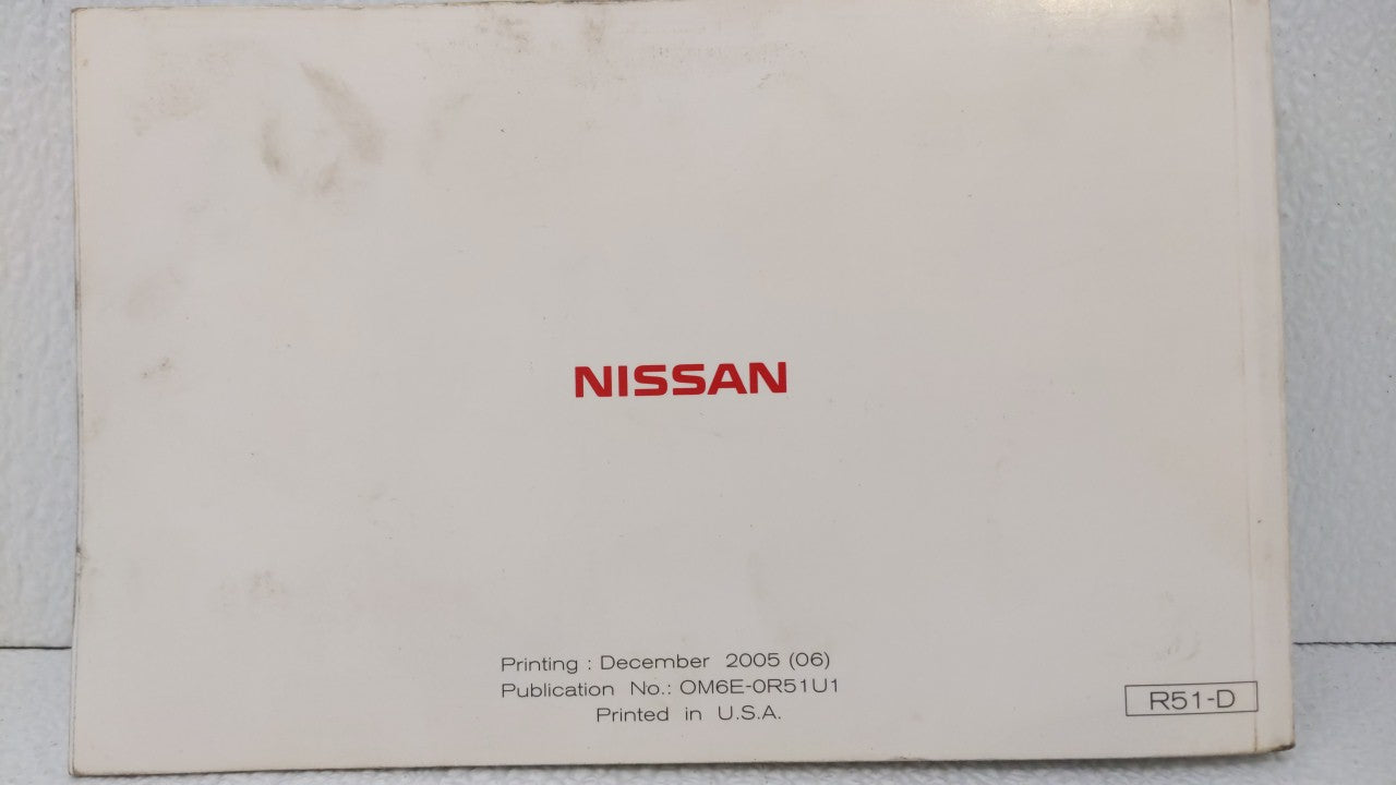 2006 Nissan Pathfinder Owners Manual Book Guide OEM Used Auto Parts - Oemusedautoparts1.com