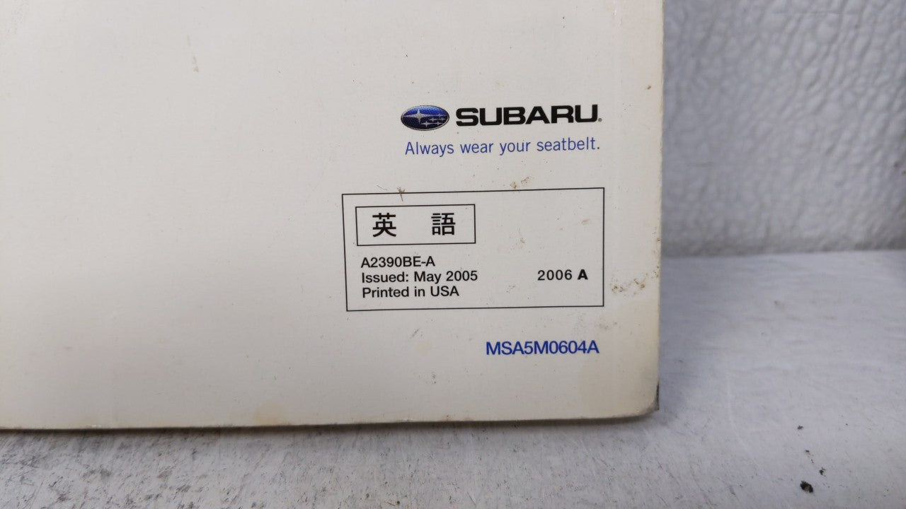 2006 Subaru Legacy Owners Manual Book Guide OEM Used Auto Parts - Oemusedautoparts1.com