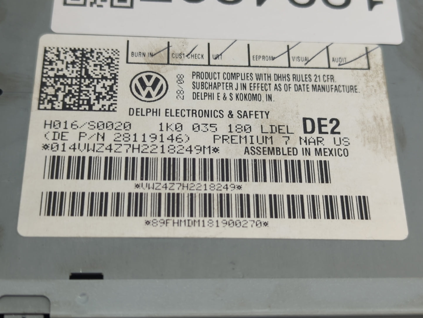 2006-2009 Volkswagen Jetta Radio AM FM Cd Player Receiver Replacement P/N:28119146 1K0 035 180L Fits Fits 2006 2007 2008 200