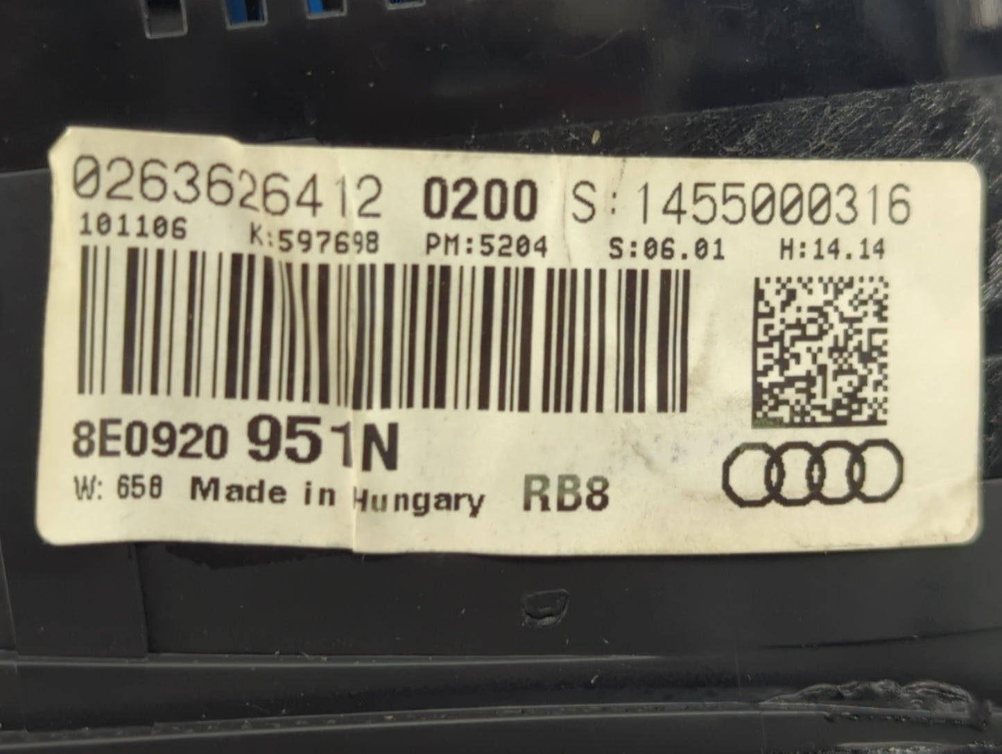 2007-2009 Audi A4 Instrument Cluster Speedometer Gauges P/N:0263626412 8E0920 951N Fits Fits 2007 2008 2009 OEM Used Auto Pa