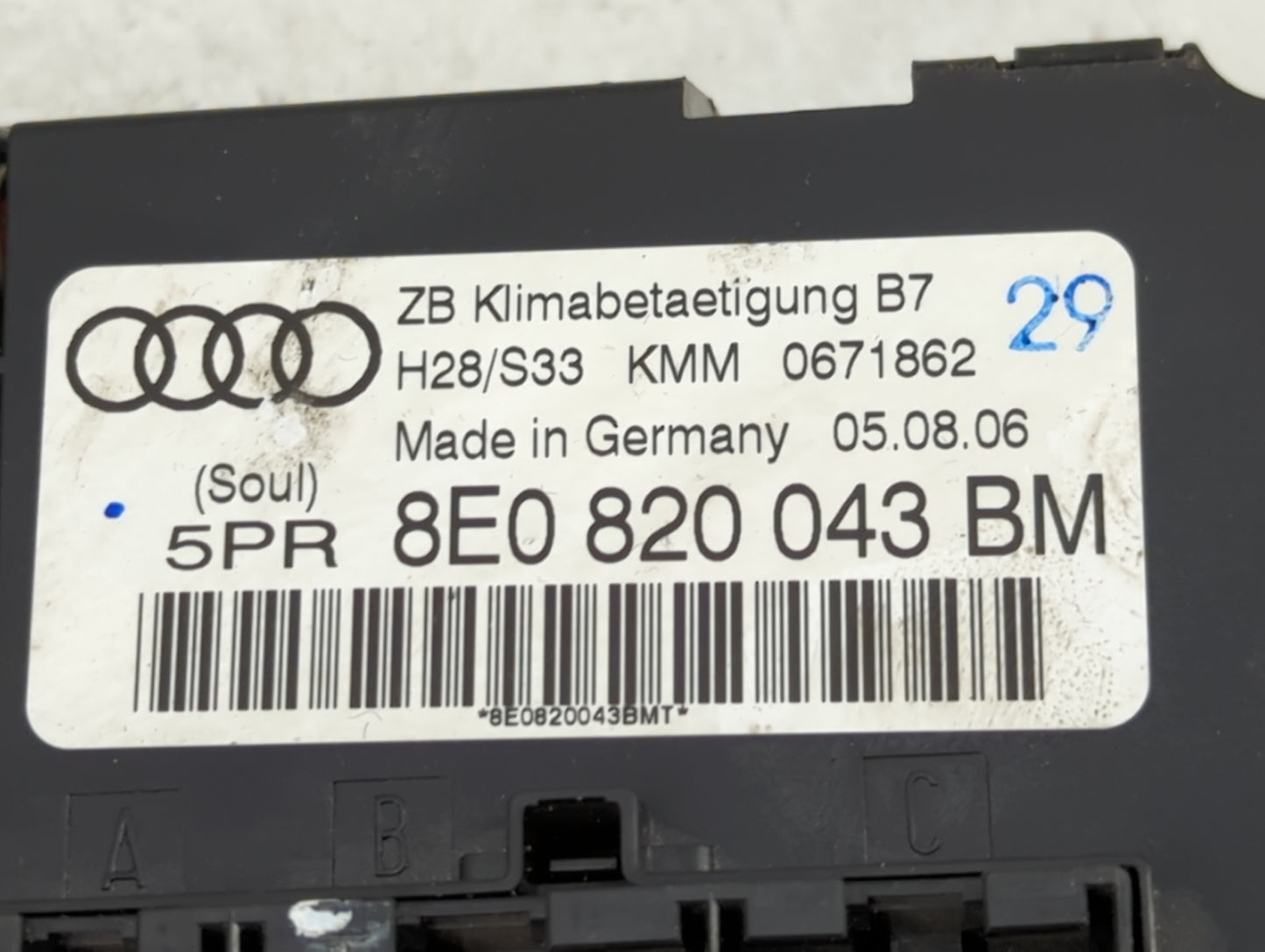 2005-2009 Audi A4 Climate Control Module Temperature AC/Heater Replacement P/N:8E0 820 043 BM Fits Fits 2005 2006 2007 2008