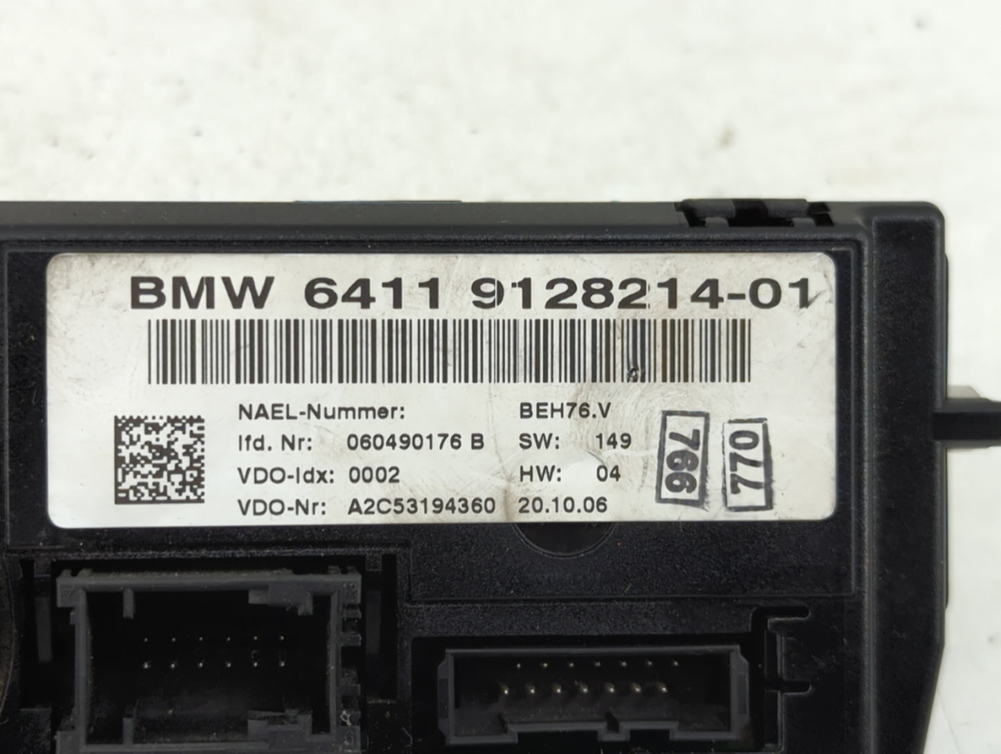 2007-2009 Bmw 328i Climate Control Module Temperature AC/Heater Replacement P/N:9128214-01 Fits Fits 2007 2008 2009 OEM Used