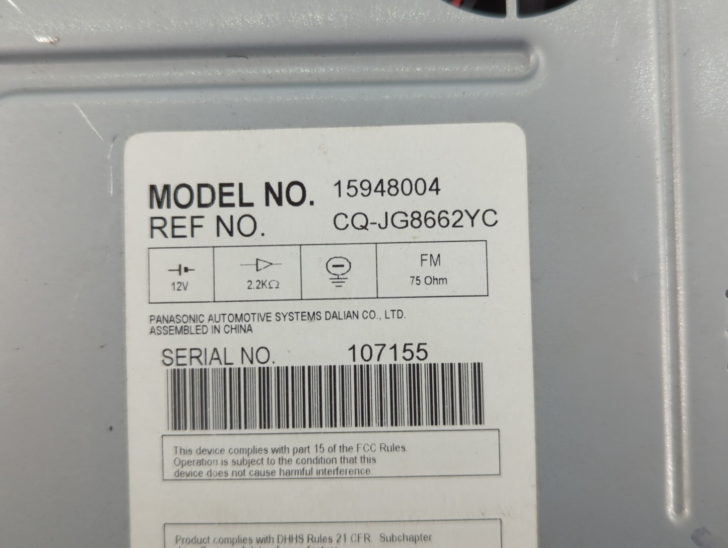 2007-2009 Cadillac Srx Radio AM FM Cd Player Receiver Replacement P/N:CQ-JG8662YC 15948004 Fits Fits 2007 2008 2009 OEM Used