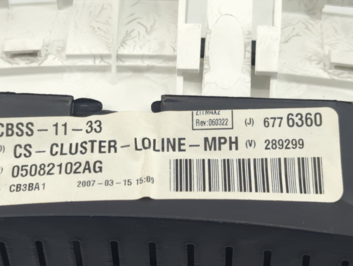 2007 Chrysler Pacifica Instrument Cluster Speedometer Gauges P/N:05082102AG Miles: Fits OEM Used Auto Parts - Oemusedautopar