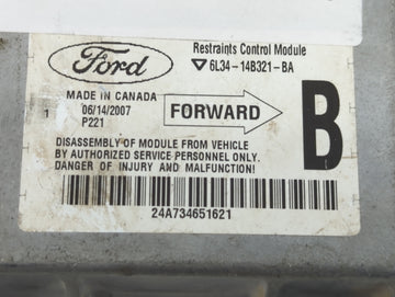 2007 Ford F150 Safety Restraint Srs Airbag Control Module 6l34-14b321-ba