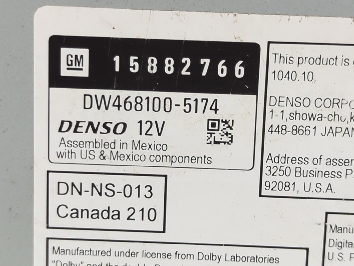 2007 Gmc Yukon Radio AM FM Cd Player Receiver Replacement P/N:15882766 DW468100-5174 Fits OEM Used Auto Parts - Oemusedautop