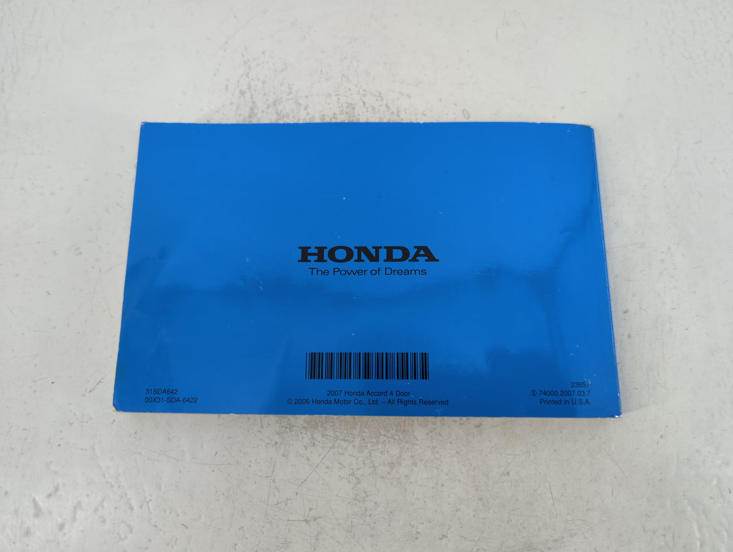 2007 Honda Accord Owners Manual Book Guide P/N:00X31-SDA-6422 31SDA642 OEM Used Auto Parts - Oemusedautoparts1.com