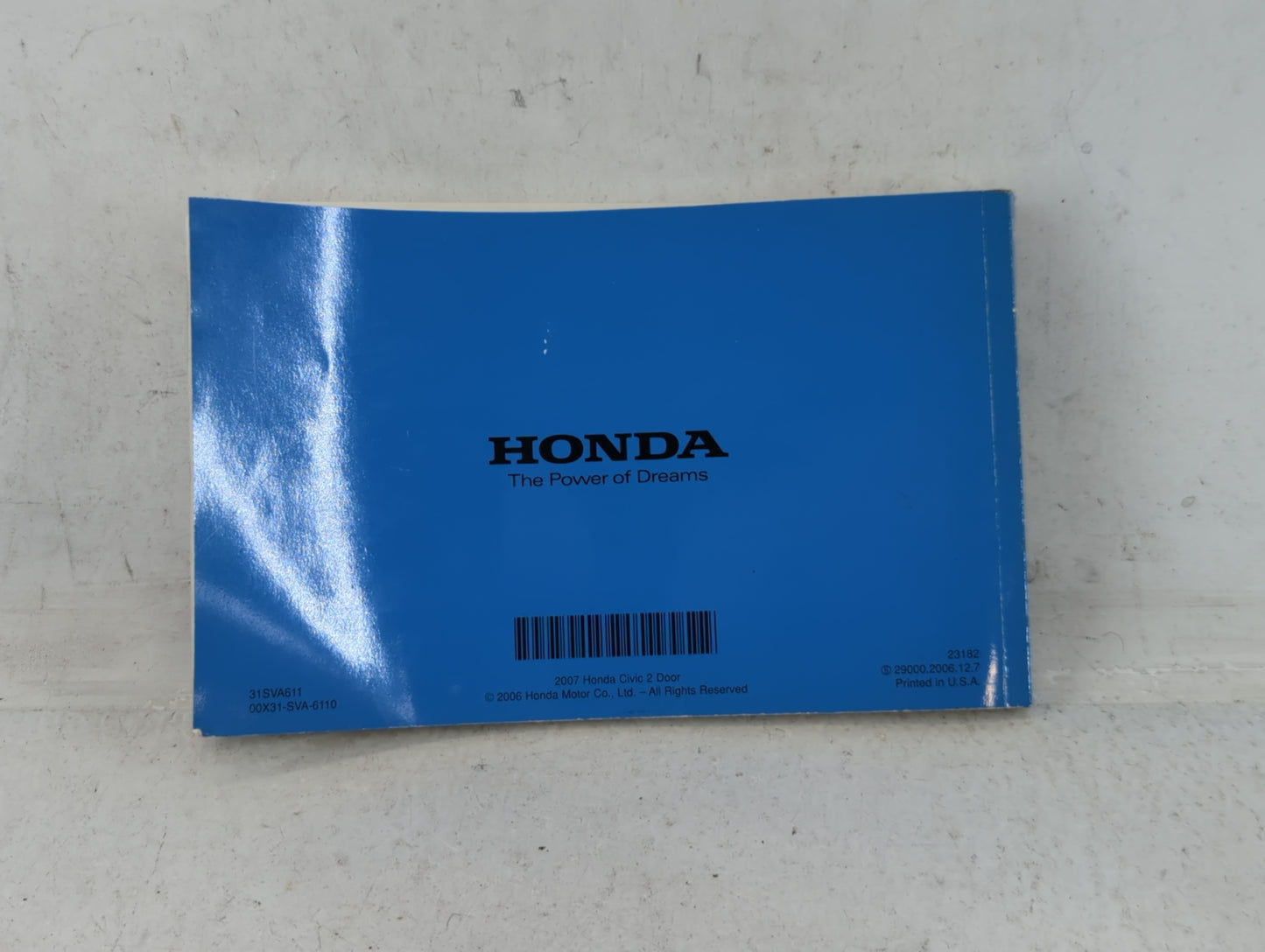 2007 Honda Civic Owners Manual Book Guide P/N:00X31-SVA-6110 31SVA611 OEM Used Auto Parts - Oemusedautoparts1.com
