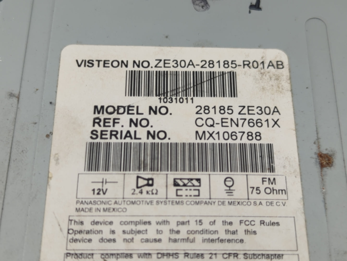 2007 Infiniti Qx56 Radio AM FM Cd Player Receiver Replacement P/N:ZE30A-28185-R01AB Fits OEM Used Auto Parts - Oemusedautopa