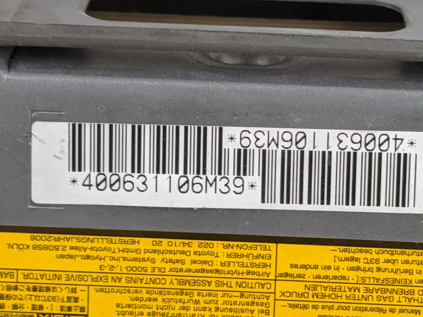 2007-2012 Lexus Es350 Air Bag Passenger Right Dashboard OEM Fits Fits 2007 2008 2009 2010 2011 2012 OEM Used Auto Parts - Oe