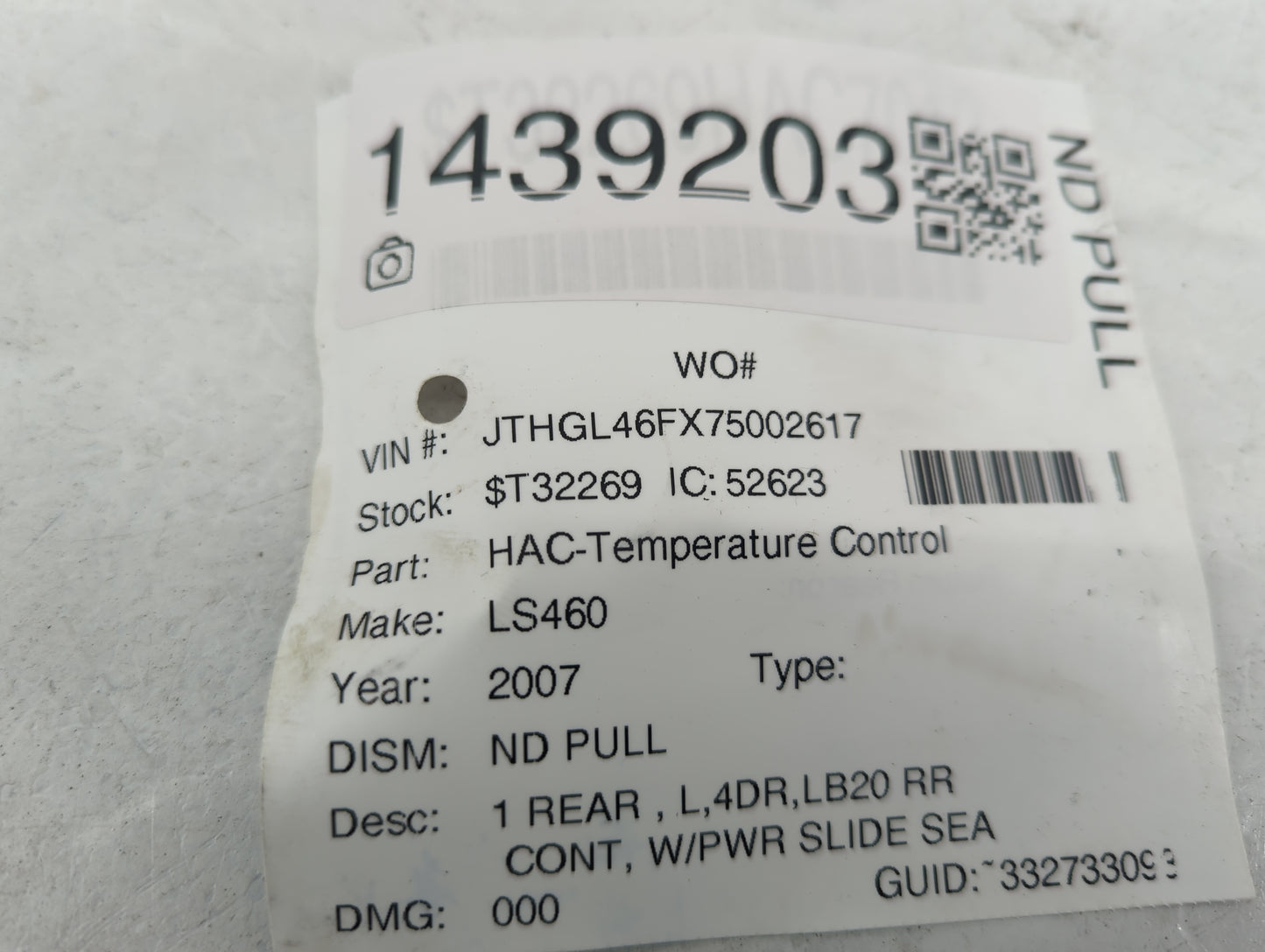 2007-2012 Lexus Ls460 Climate Control Module Temperature AC/Heater Replacement P/N:7B0261 Fits Fits 2007 2008 2009 2010 2011