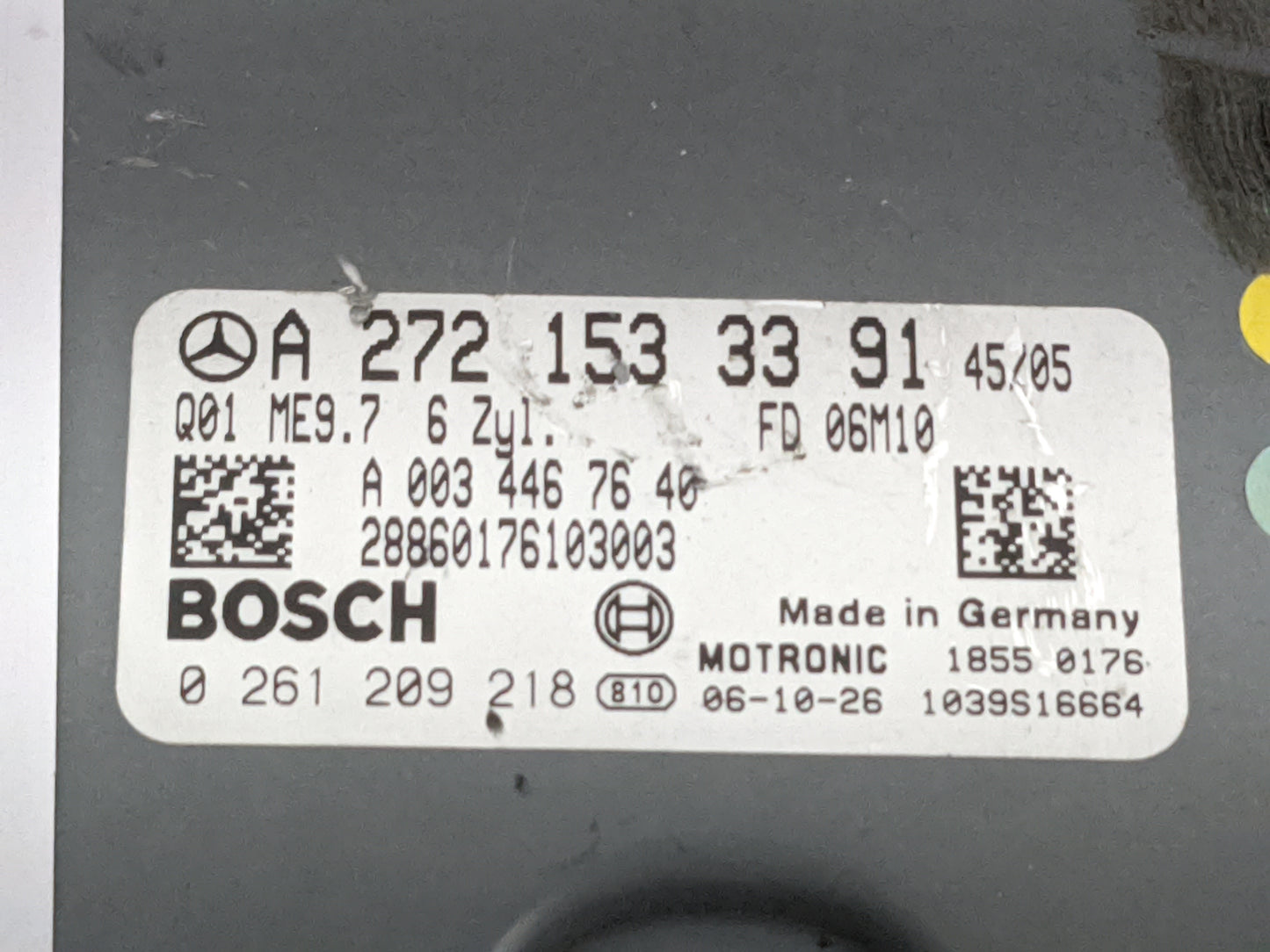 2007 Mercedes-Benz C280 PCM Engine Control Computer ECU ECM PCU OEM P/N:A 272 153 33 91 0 261 209 218, A 003 446 76 40 Fits