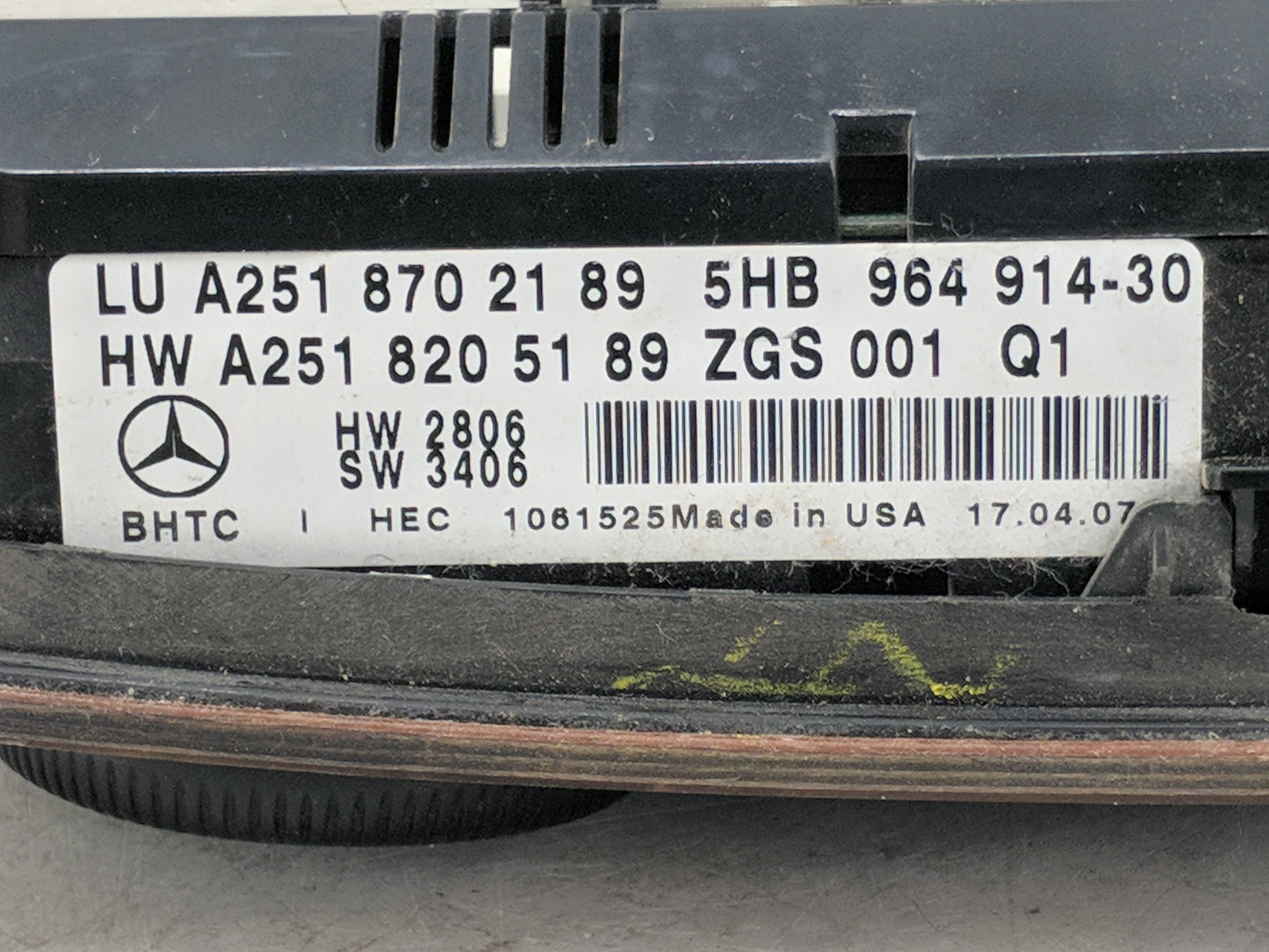 2007 Mercedes R-Class Climate Control Module Temperature AC/Heater Replacement P/N:A2518702189 A2518205189 Fits Fits 2008 OE