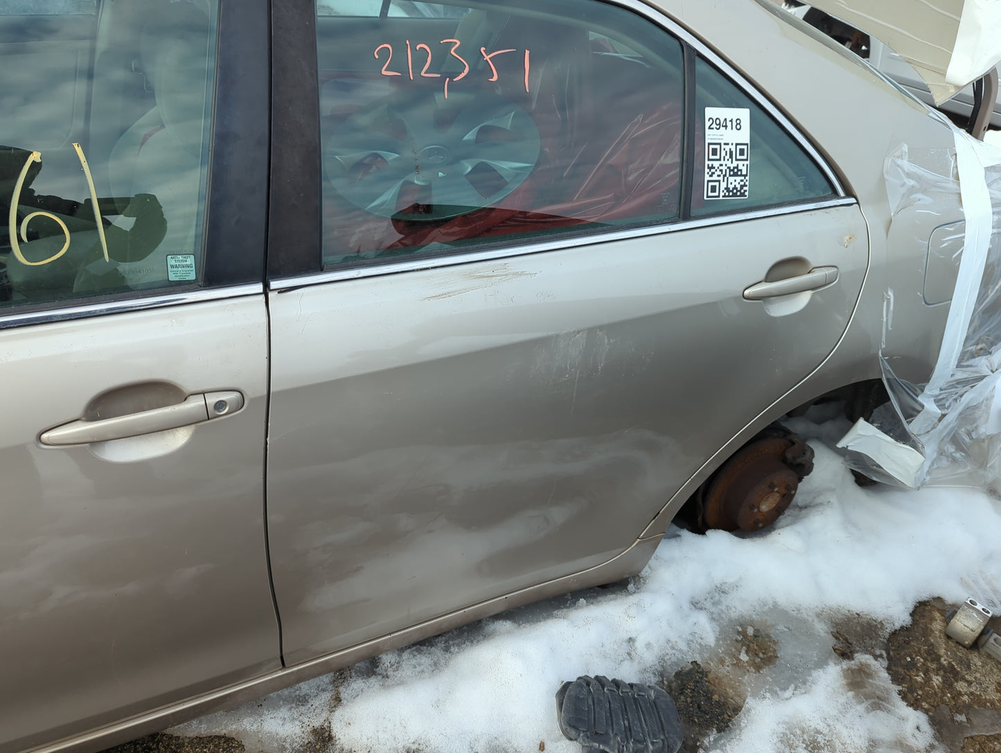 2007-2011 Toyota Camry Driver Rear Door Oem - Oemusedautoparts1.com