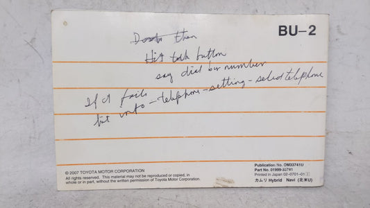 2007 Toyota Camry Owners Manual Book Guide OEM Used Auto Parts