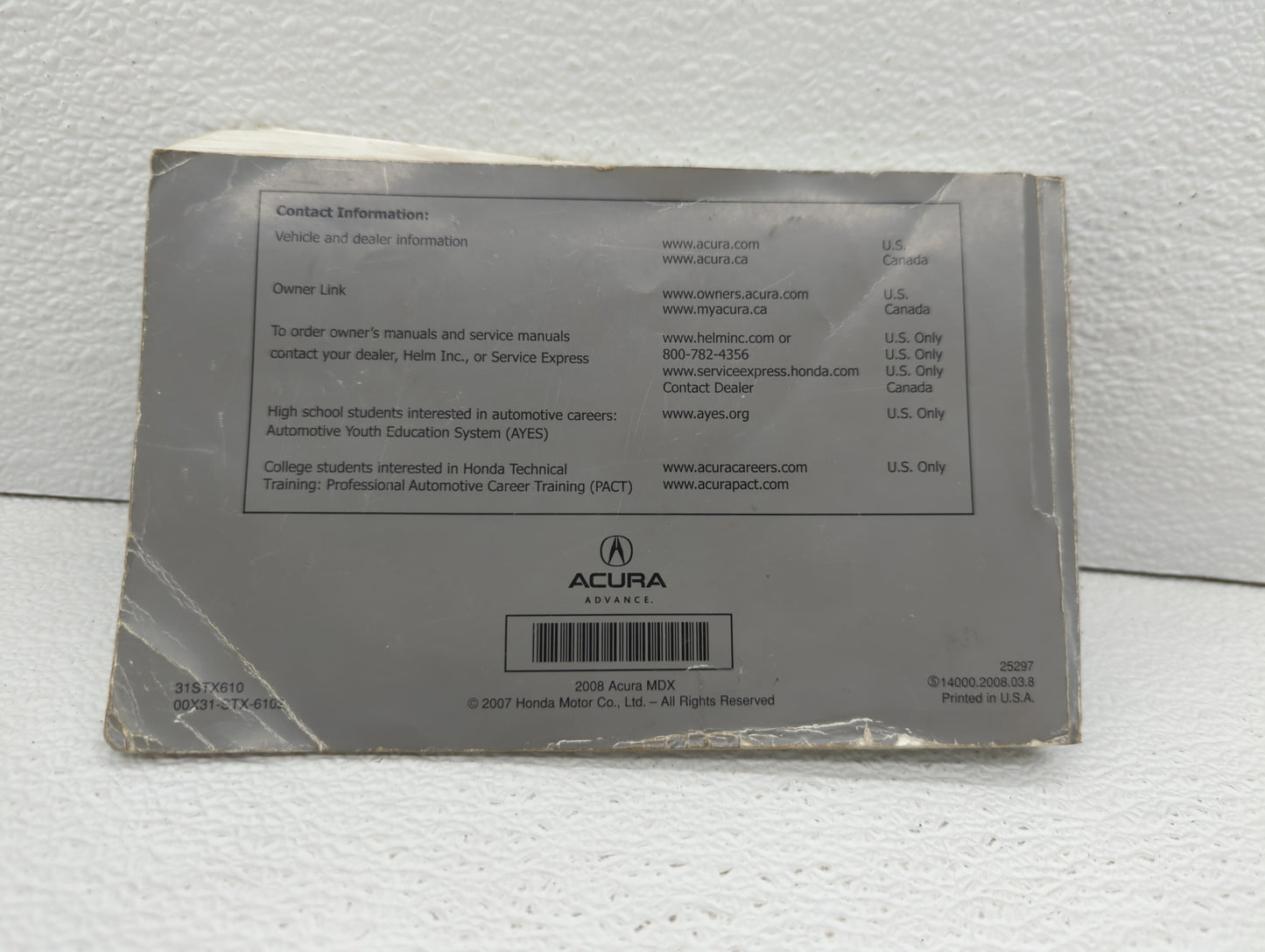2008 Acura Mdx Owners Manual Book Guide OEM Used Auto Parts - Oemusedautoparts1.com
