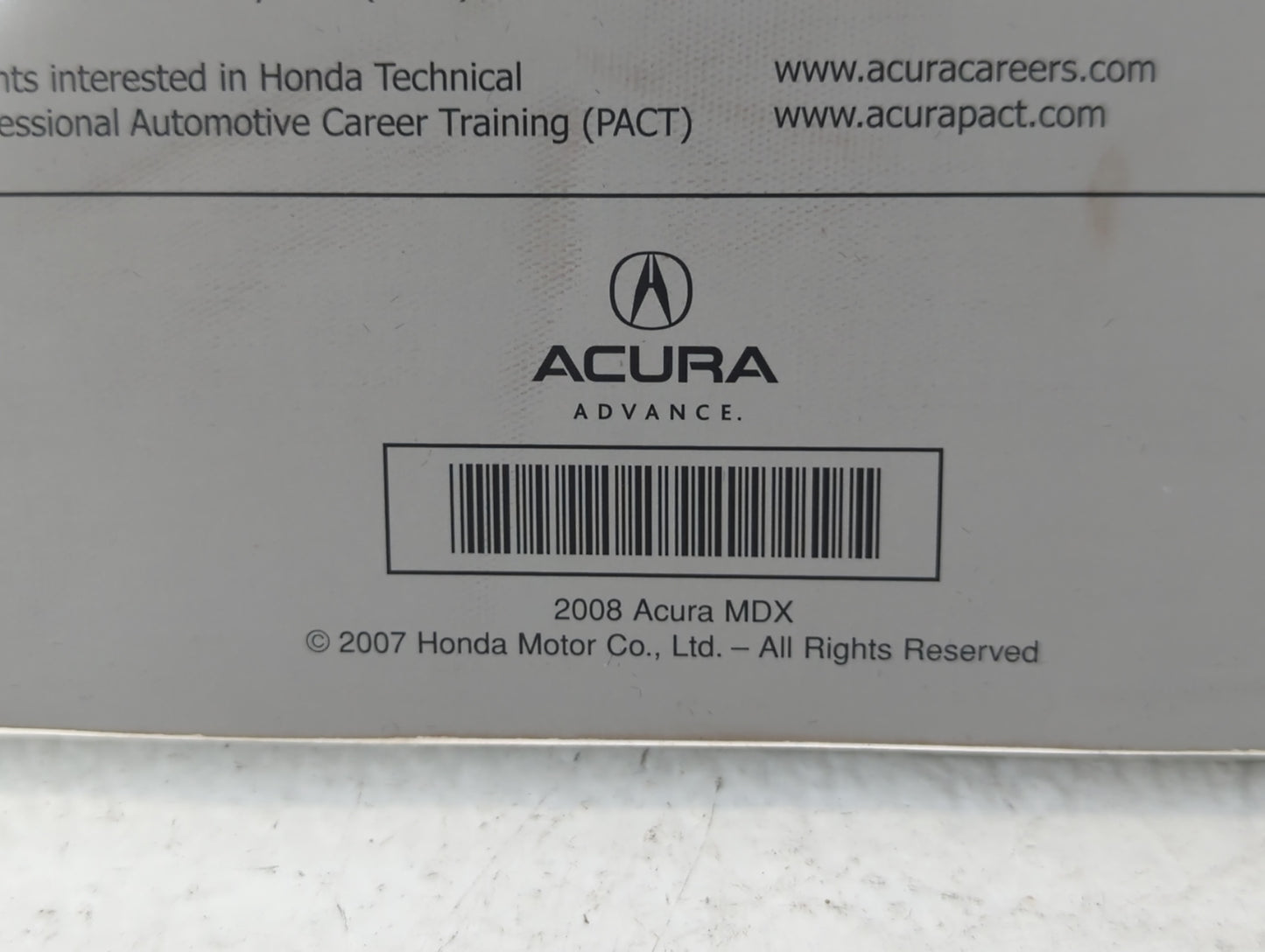 2008 Acura Mdx Owners Manual Book Guide P/N:00X31-STX-6102 31STX610 OEM Used Auto Parts - Oemusedautoparts1.com