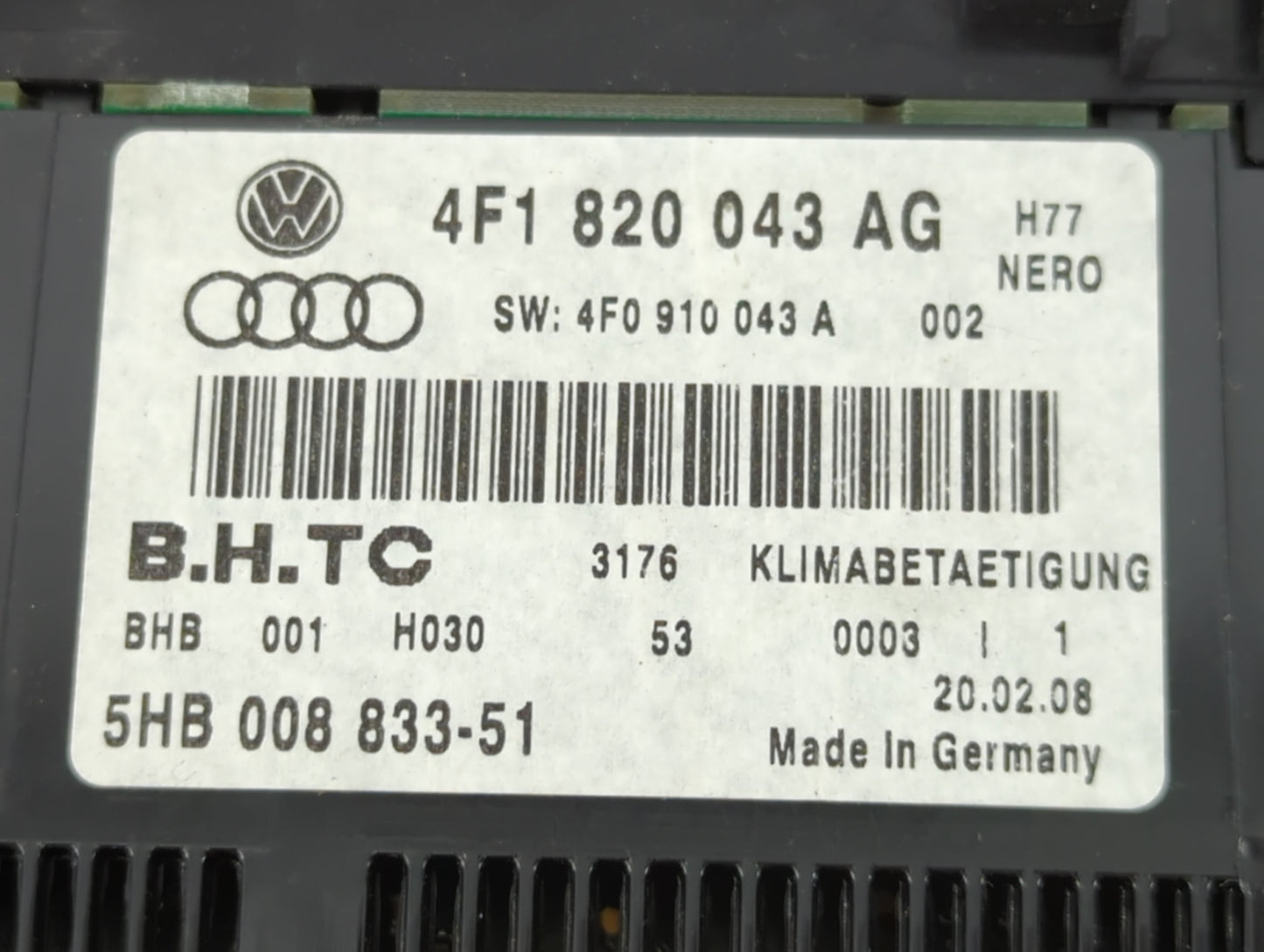 2005-2011 Audi A6 Climate Control Module Temperature AC/Heater Replacement P/N:4F1 820 043 AG 5HB 008 833-51 Fits OEM Used A