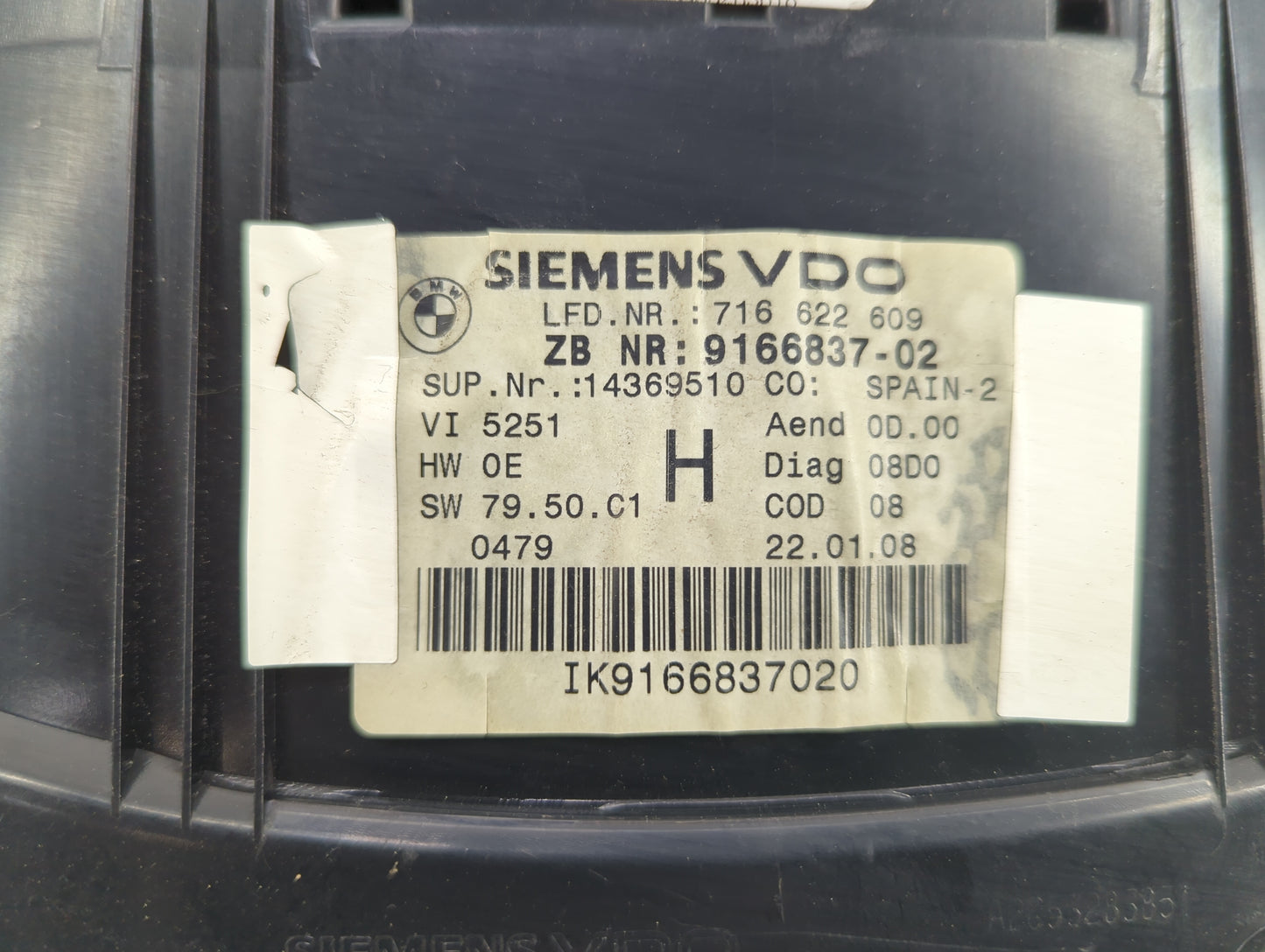 2007-2012 Bmw 328i Instrument Cluster Speedometer Gauges P/N:9166837-02 A2C53286616 Miles:161K Fits OEM Used Auto Parts - Oe