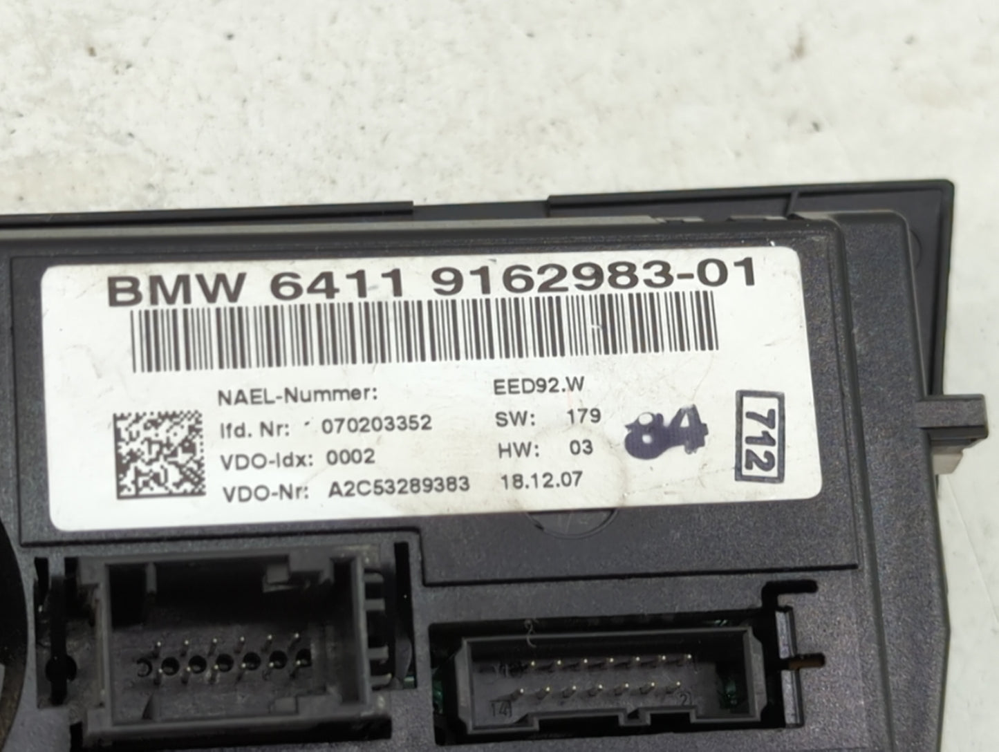 2007-2009 Bmw 328i Climate Control Module Temperature AC/Heater Replacement P/N:9162983-01 Fits Fits 2007 2008 2009 OEM Used