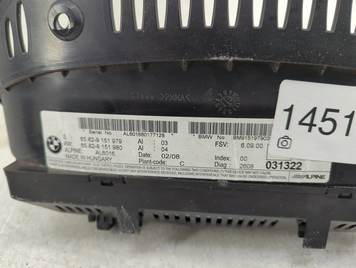 Bmw 335 Information Radio Display Screen 1451777 - Oemusedautoparts1.com