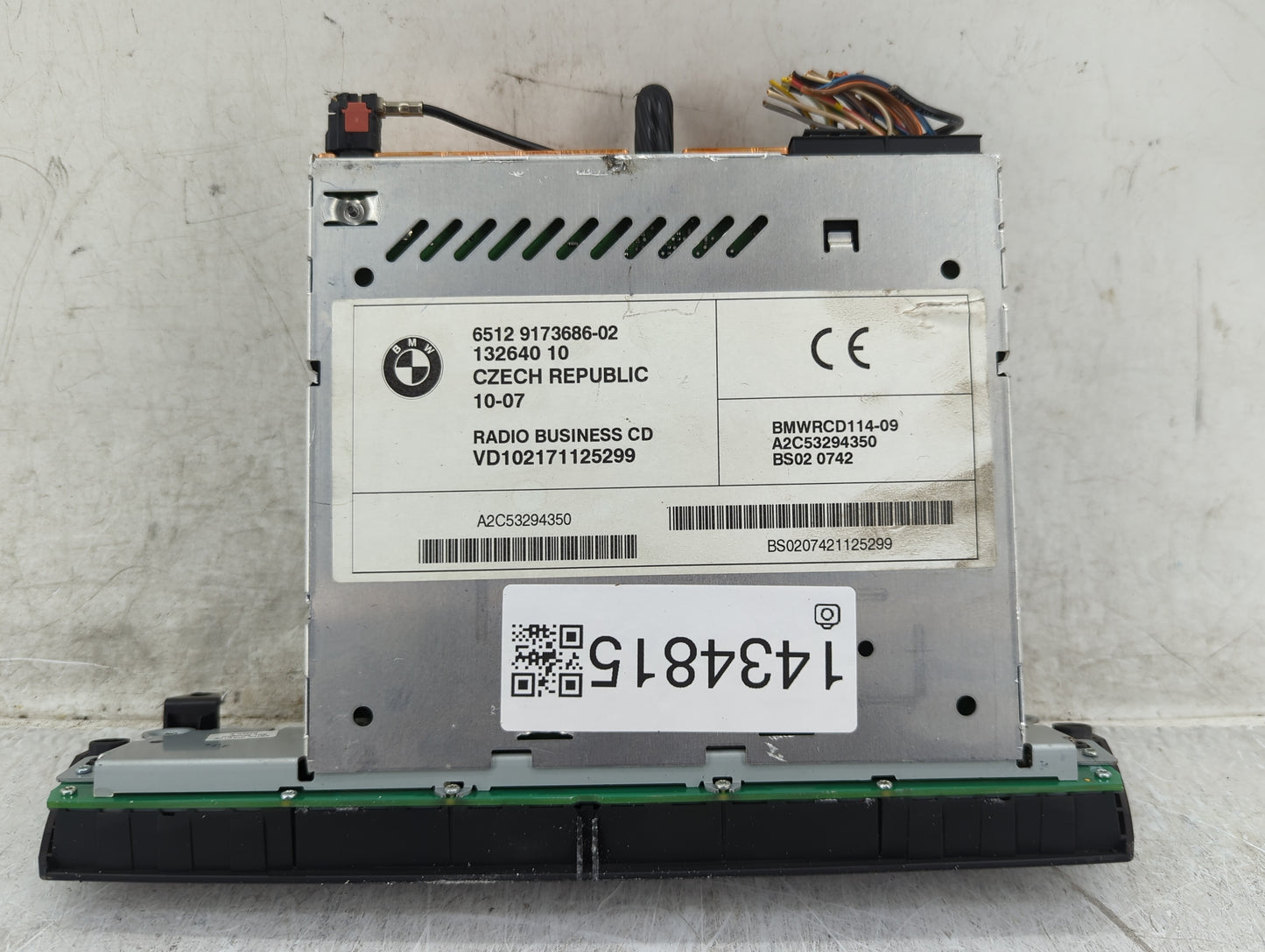 2005-2010 Bmw X3 Radio AM FM Cd Player Receiver Replacement P/N:65129173686-02 BMWRCD114-09 Fits OEM Used Auto Parts - Oemus