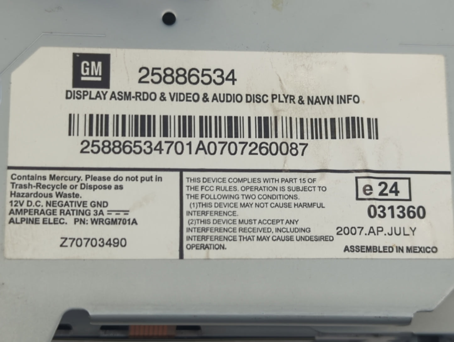 2008-2015 Cadillac Cts Information Display Screen - Oemusedautoparts1.com