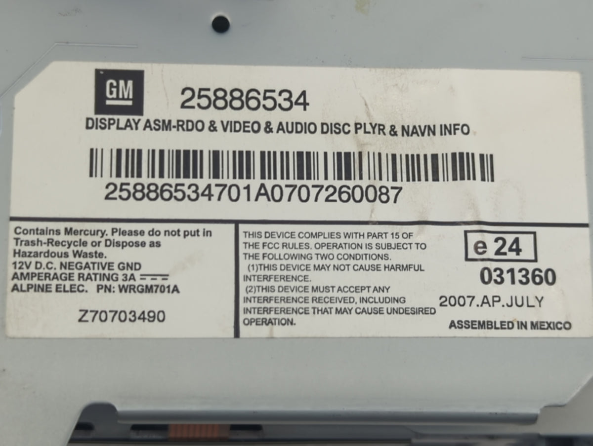 2008-2015 Cadillac Cts Information Radio Display Screen 1294304 - Oemusedautoparts1.com