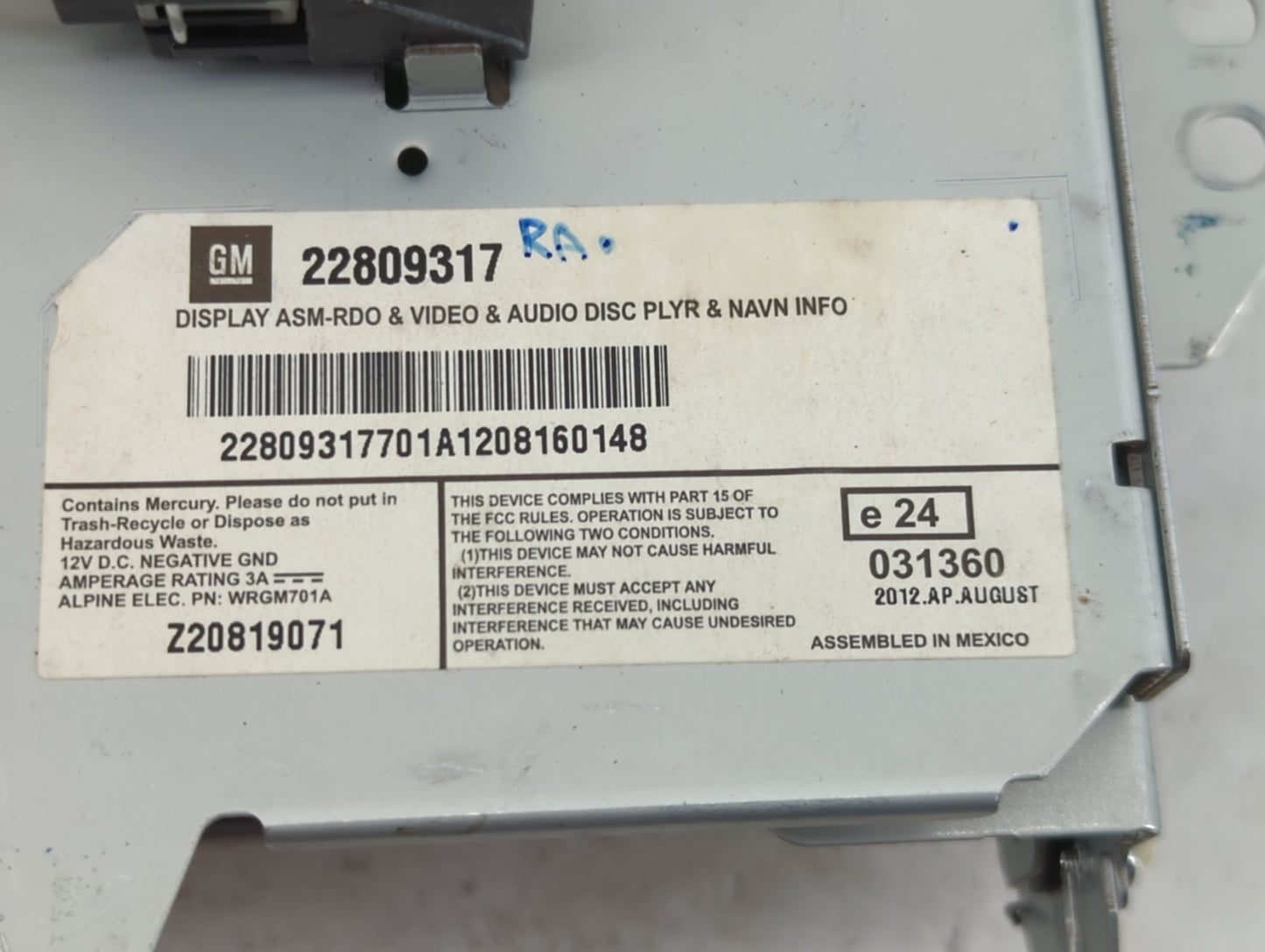 2008-2015 Cadillac Cts Information Display Screen - Oemusedautoparts1.com