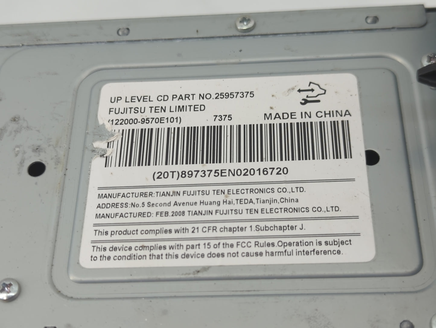 2006-2008 Chevrolet Impala Radio AM FM Cd Player Receiver Replacement P/N:25957375 Fits Fits 2006 2007 2008 OEM Used Auto Pa