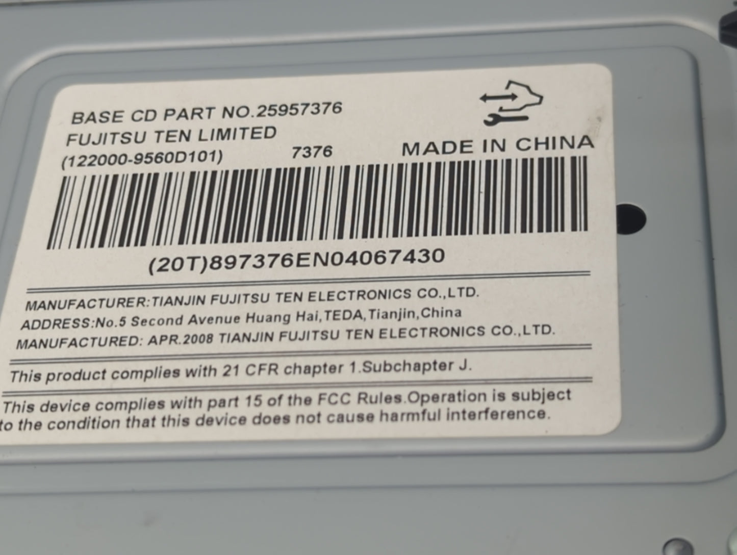 2006-2008 Chevrolet Impala Radio AM FM Cd Player Receiver Replacement Fits Fits 2006 2007 2008 OEM Used Auto Parts - Oemused