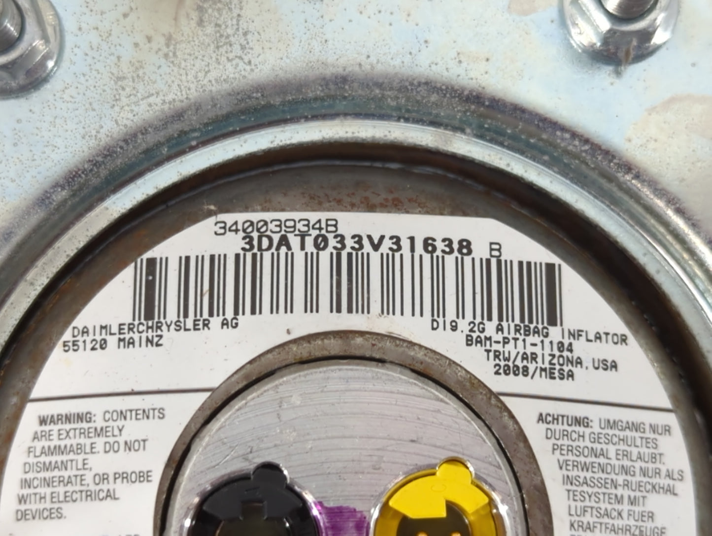 2013-2016 Chrysler Town & Country Air Bag Driver Left Steering Wheel Mounted Fits Fits 2013 2014 2015 2016 2017 2018 2019 20