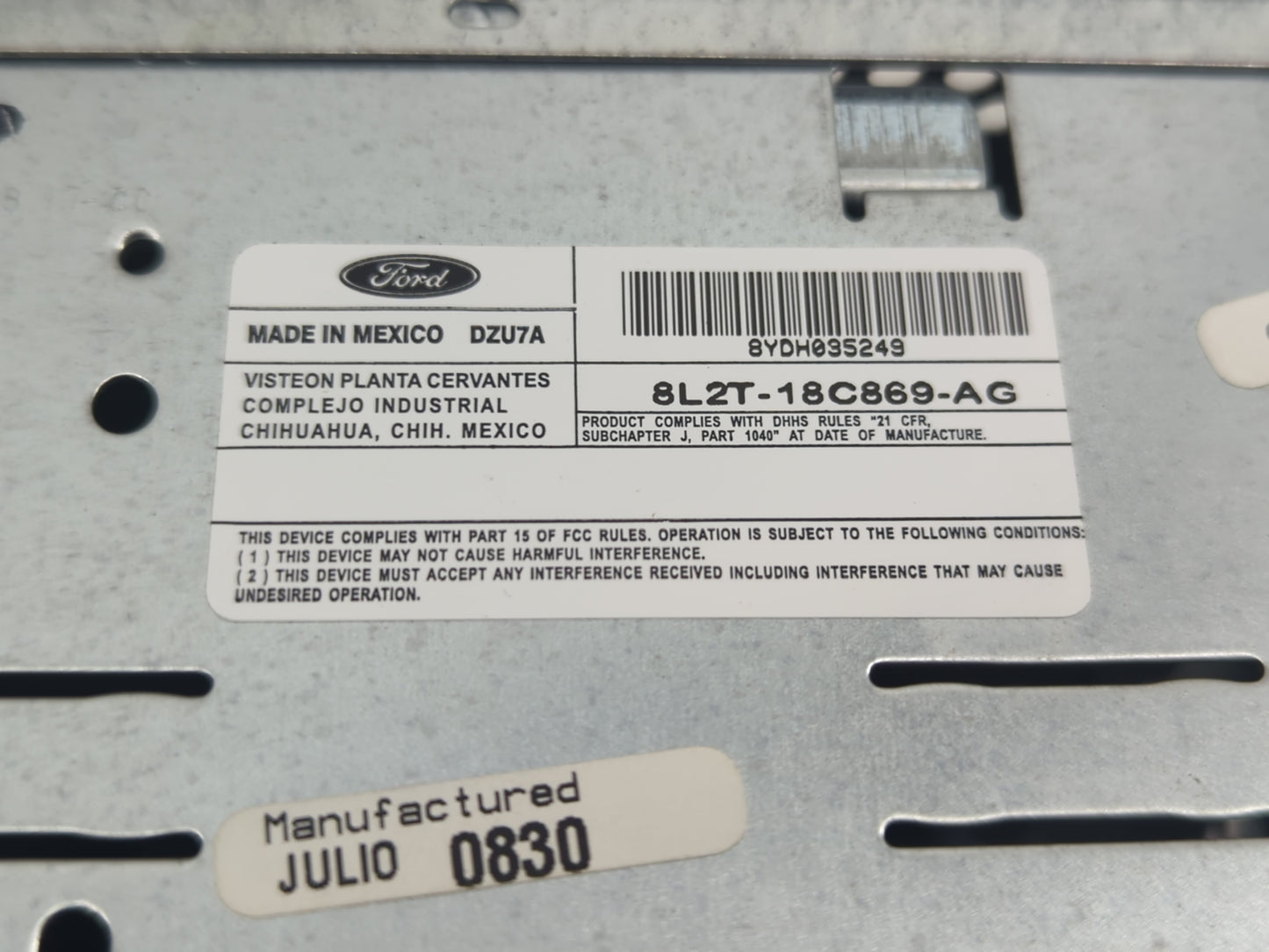 2008 Ford Explorer Radio AM FM Cd Player Receiver Replacement P/N:8L2T-18C869-AG Fits OEM Used Auto Parts - Oemusedautoparts