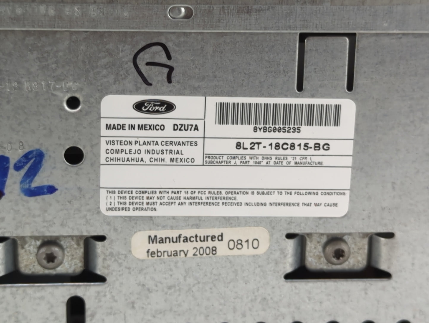 2008-2009 Ford Explorer Radio AM FM Cd Player Receiver Replacement P/N:8L2T-18C815-BG Fits Fits 2008 2009 OEM Used Auto Part