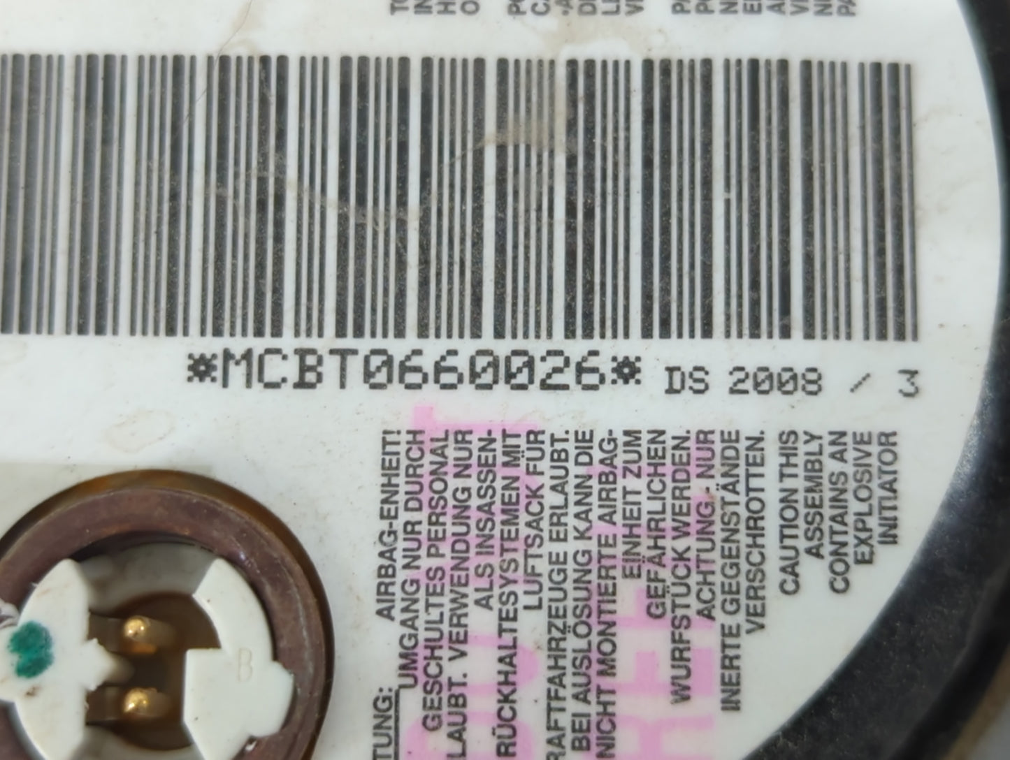 2007-2010 Gmc Acadia Air Bag Driver Left Steering Wheel Mounted P/N:AB3149Z003710063 Fits Fits 2007 2008 2009 2010 OEM Used
