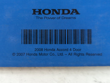 2008 Honda Accord Owners Manual Book Guide P/N:00X31-TA0-6001 OEM Used Auto Parts