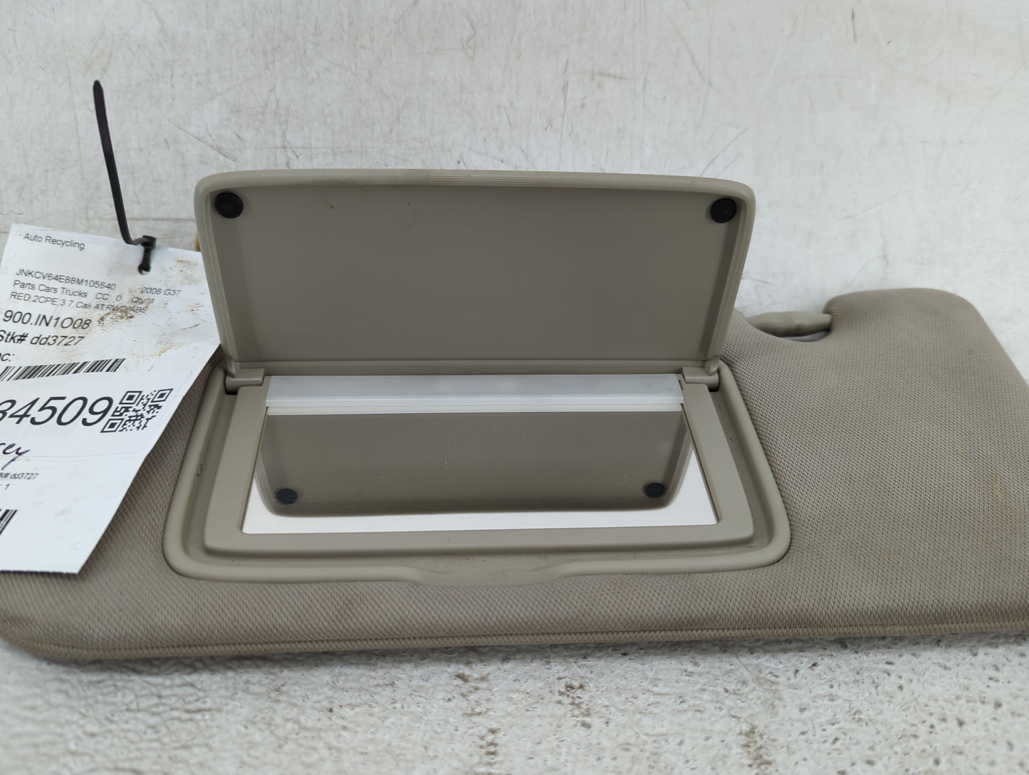 2008 Infiniti G37 Sun Visor Shade Replacement Driver Left Mirror Fits OEM Used Auto Parts - Oemusedautoparts1.com